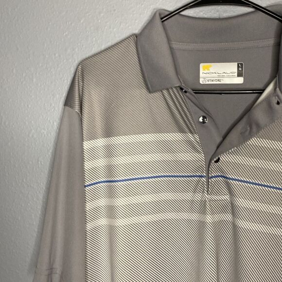 Jack Nicklaus Gray and White Striped Collared Polo Golf Shirt Size Large - Picture 4 of 9
